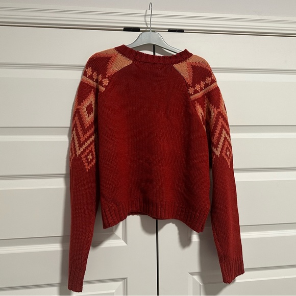 NEW WITH DEFECT True Craft Rustic Red Intarsia Sweater Size XL - Picture 4 of 11